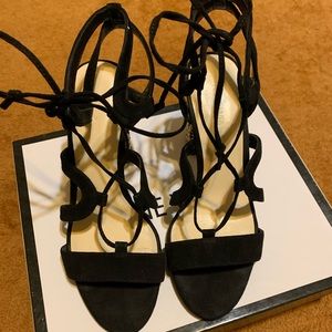 Women’s lace up suede black heels